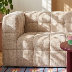 Canapé droit fixe NAIAD 2 places tissu texturé beige