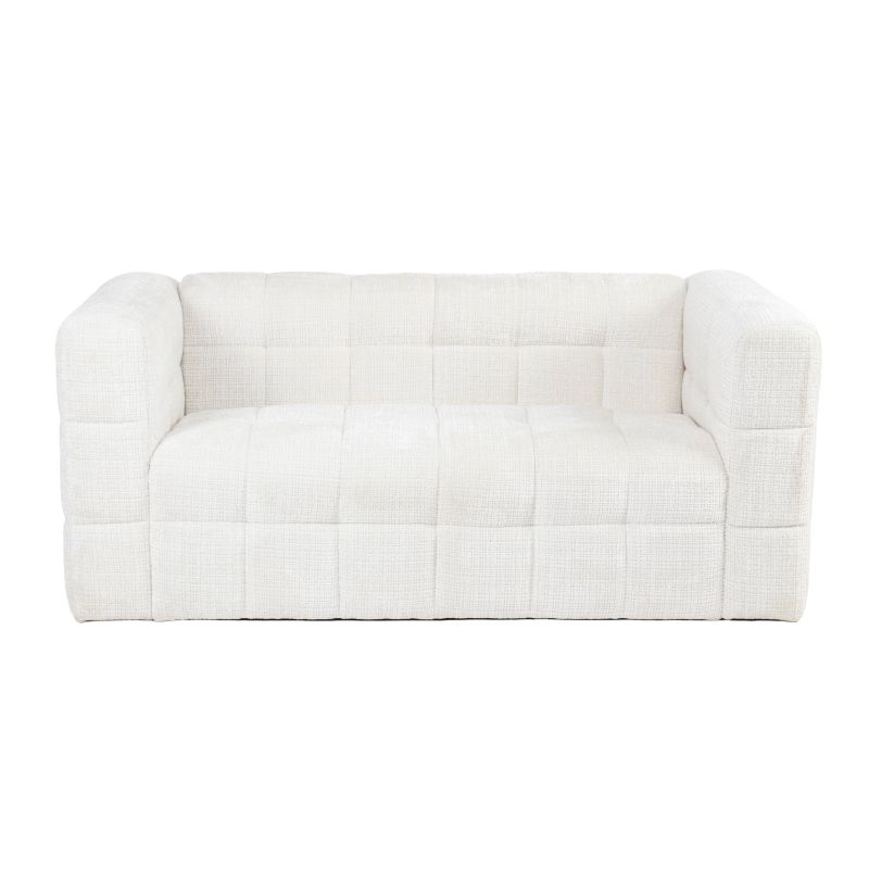Canapé droit fixe NAIAD 2 places tissu texturé crème
