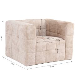 Fauteuil fixe NAIAD 1 place tissu texturé beige
