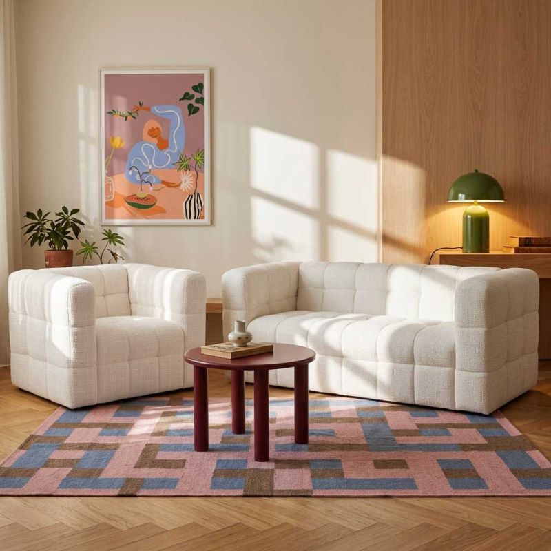Fauteuil fixe NAIAD 1 place tissu texturé crème