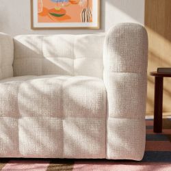 Fauteuil fixe NAIAD 1 place tissu texturé crème