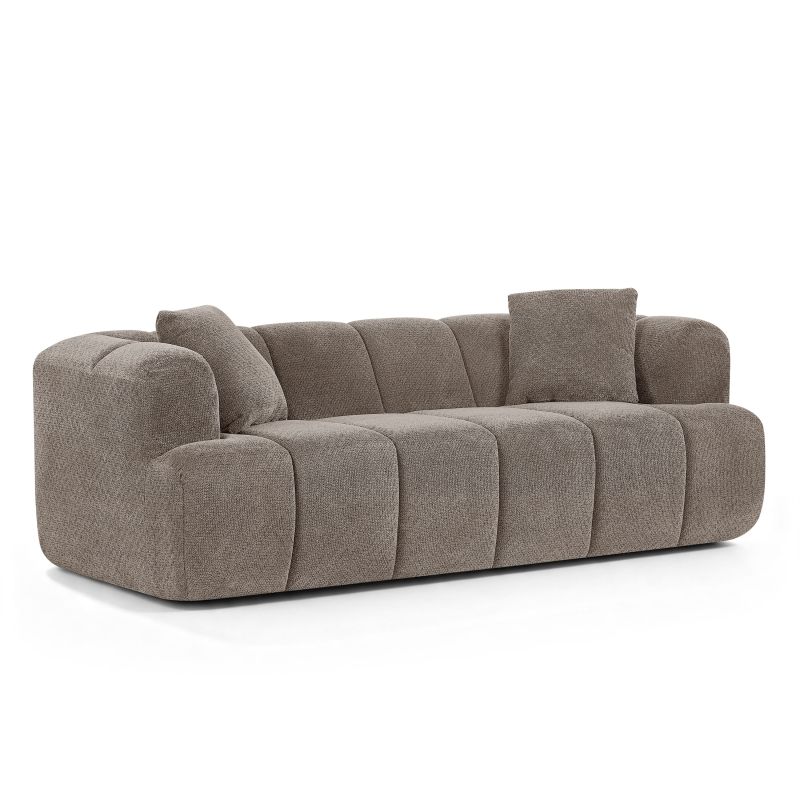 Canapé droit compressé ORVA 3 places tissu chenille taupe