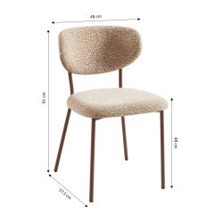 Lot de 2 chaises OREL tissu léopard beige et pieds métal effet bois