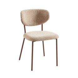 Lot de 2 chaises OREL tissu léopard beige et pieds métal effet bois