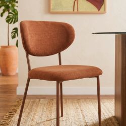 Lot de 2 chaises OREL tissu marron et pieds métal effet bois