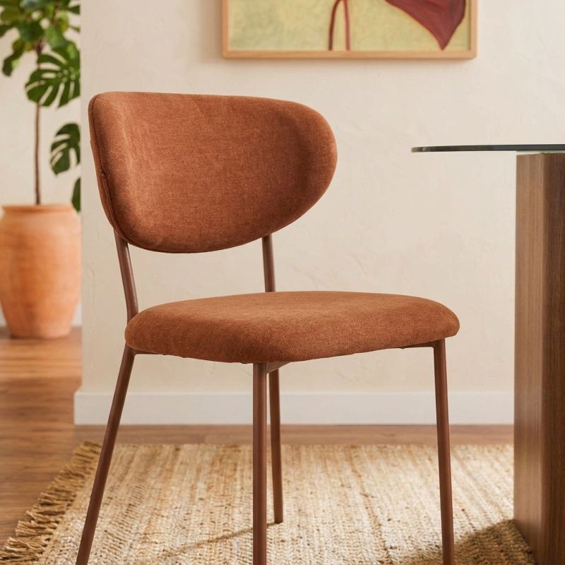 Lot de 2 chaises OREL tissu marron et pieds métal effet bois