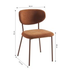 Lot de 2 chaises OREL tissu marron et pieds métal effet bois
