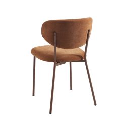 Lot de 2 chaises OREL tissu marron et pieds métal effet bois