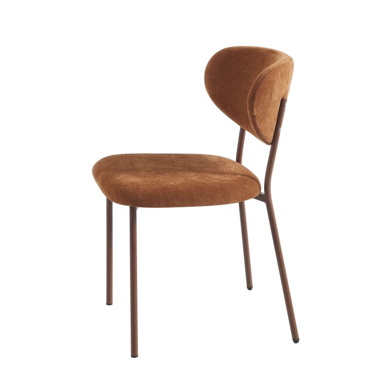 Lot de 2 chaises OREL tissu marron et pieds métal effet bois