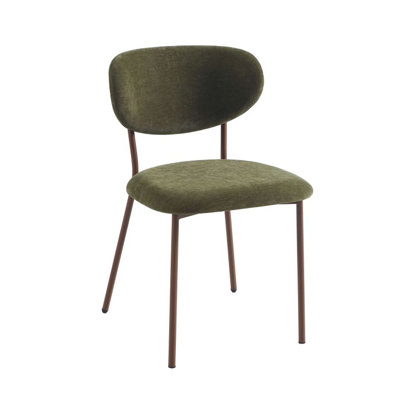 Lot de 2 chaises OREL tissu vert et pieds métal effet bois