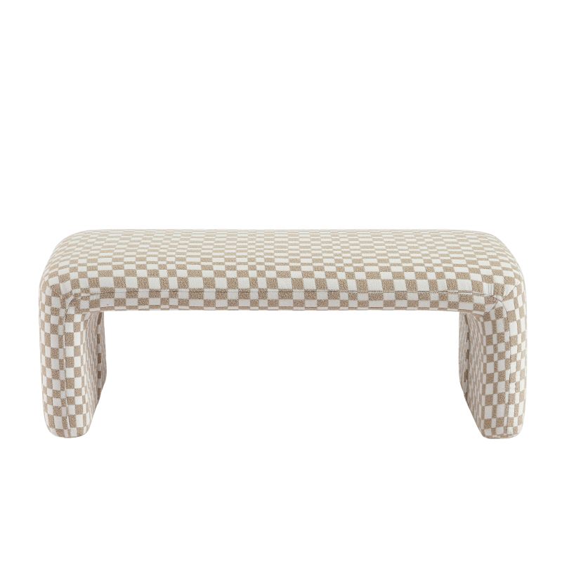 Banc SARAN tissu damier beige
