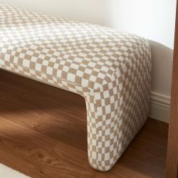 Banc SARAN tissu damier beige