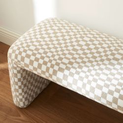 Banc SARAN tissu damier beige