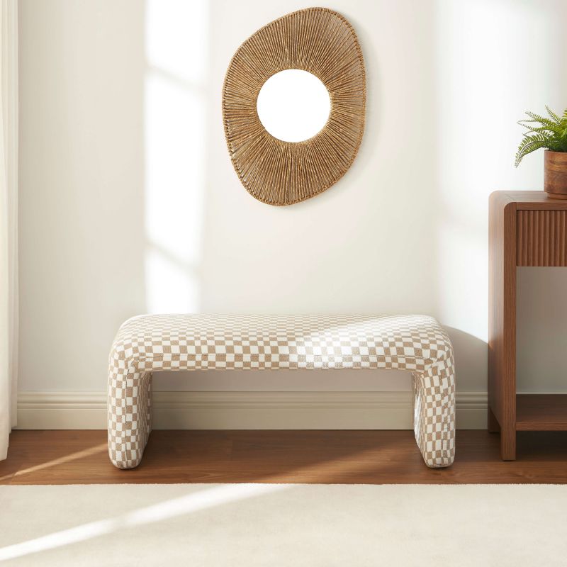 Banc SARAN tissu damier beige