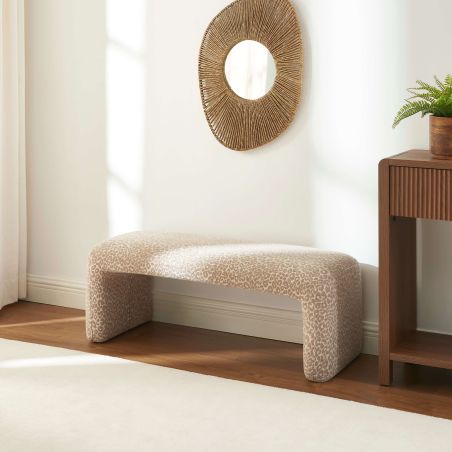 Banc SARAN tissu léopard beige