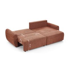 Canapé d'angle convertible et réversible DANA 4 places tissu chenille terracotta