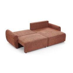 Canapé d'angle convertible et réversible DANA 4 places tissu chenille terracotta
