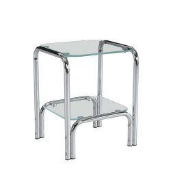 Table de chevet MAGGY verre trempé tranparent structure en chrome