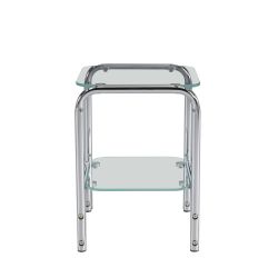 Table de chevet MAGGY verre trempé tranparent structure en chrome