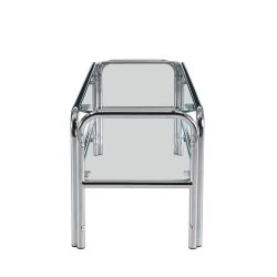 Meuble TV MAGGY verre trempé transparent structure en chrome