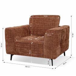Fauteuil LOERA tissu terracotta 1 place