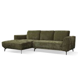 Canapé d'angle gauche LOERA fixe tissu vert 4 places