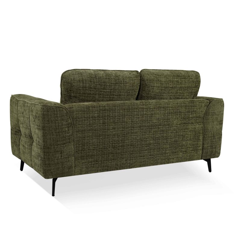 Canapé droit LOERA fixe tissu vert 2 places