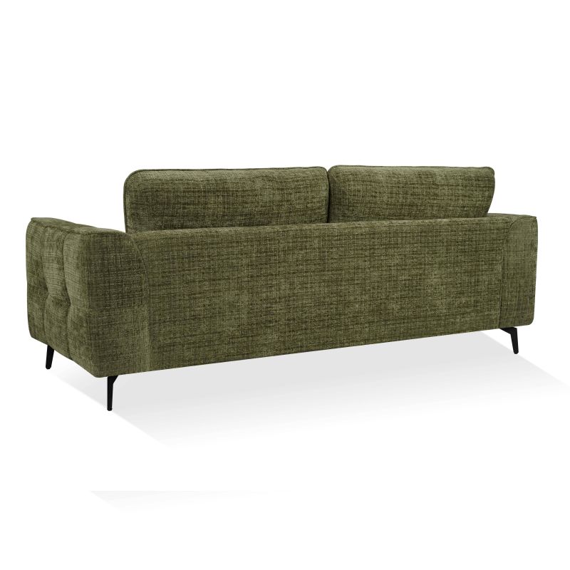 Canapé droit LOERA fixe tissu vert 3 places