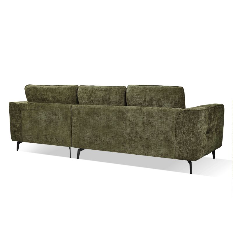 Canapé d'angle droit LOERA fixe tissu vert 4 places