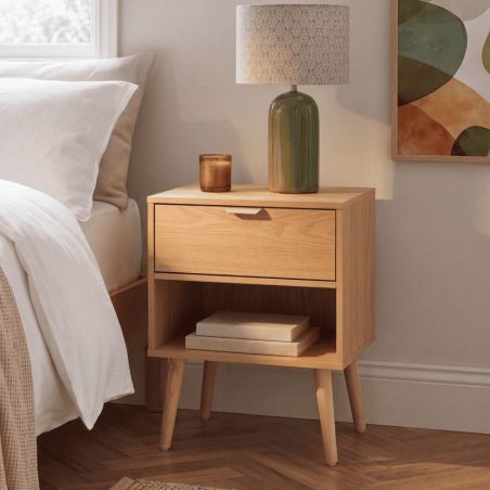 Lot de 2 tables de chevet JEANNE effet chêne