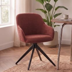 Lot de 2 chaises ELMA tissu bordeaux et pieds métal noir