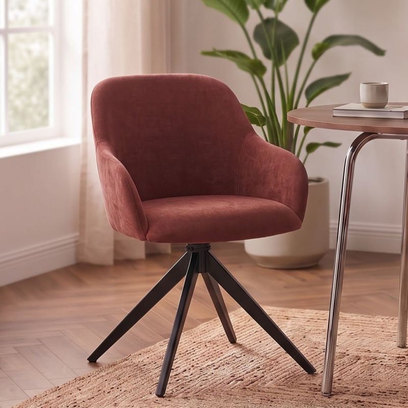 Lot de 2 chaises ELMA tissu bordeaux et pieds métal noir