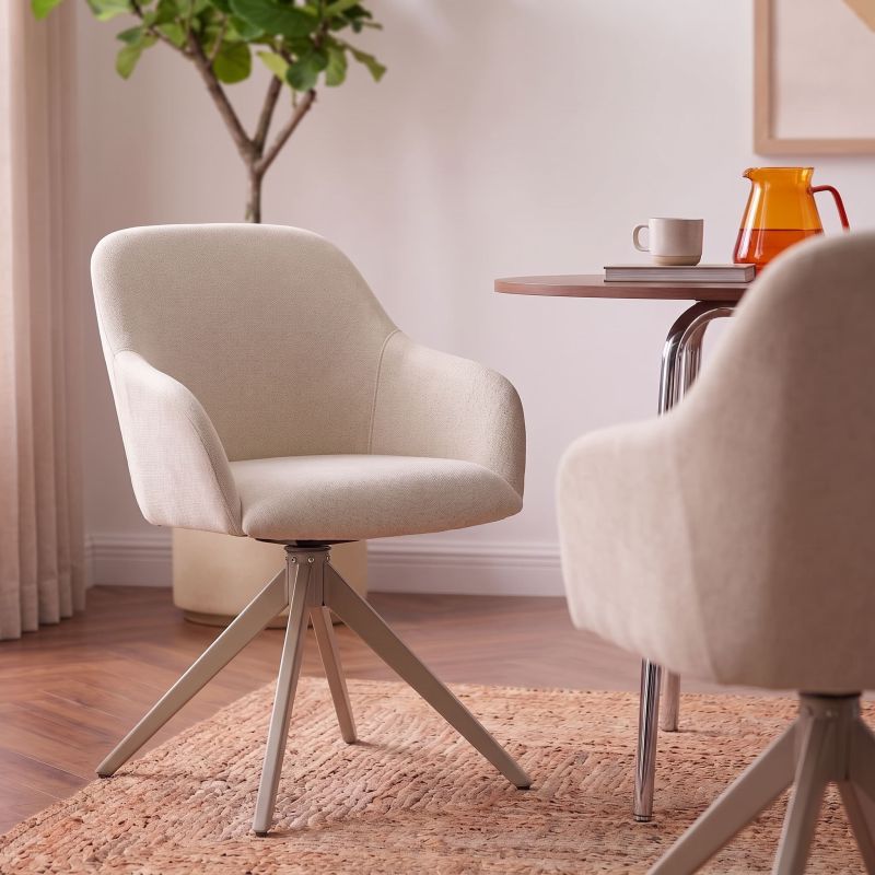 Lot de 2 chaises ELMA tissu beige et pieds métal beige