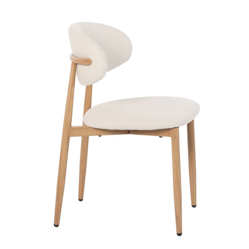 Lot de 2 chaises CAYO tissu beige pied effet chêne