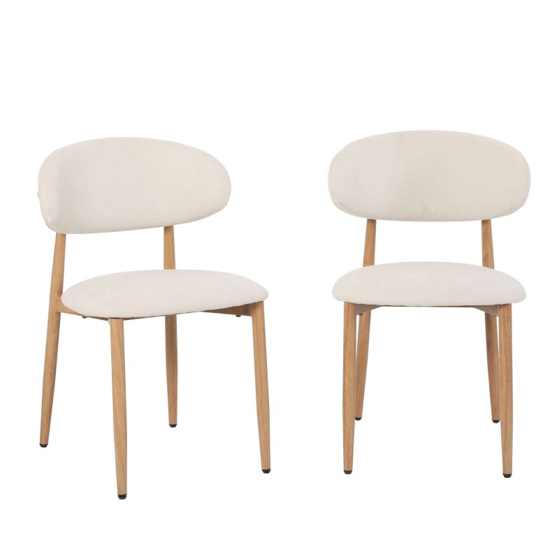 Lot de 2 chaises CAYO tissu beige pied effet chêne