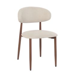 Lot de 2 chaises CAYO tissu beige pied effet noyer