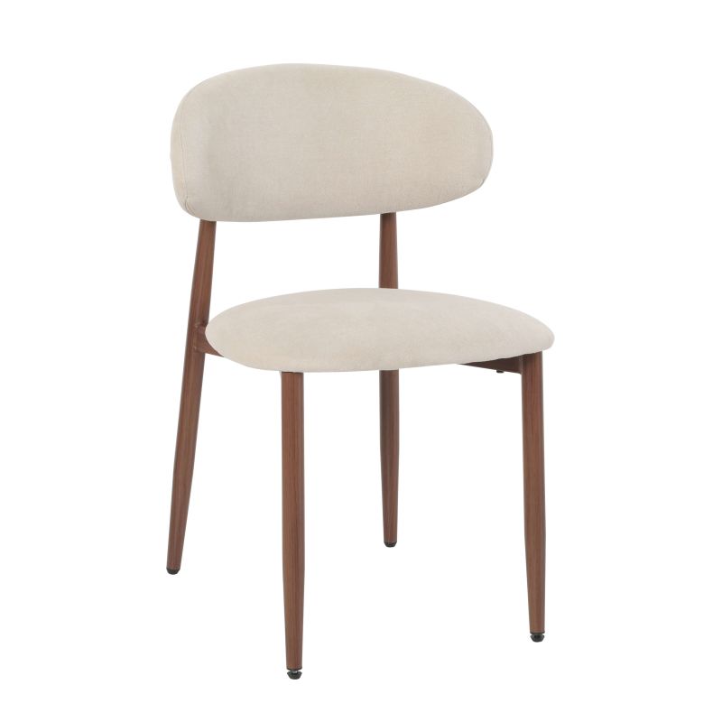 Lot de 2 chaises CAYO tissu beige pied effet noyer