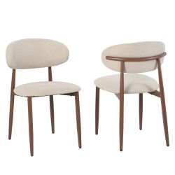 Lot de 2 chaises CAYO tissu beige pied effet noyer