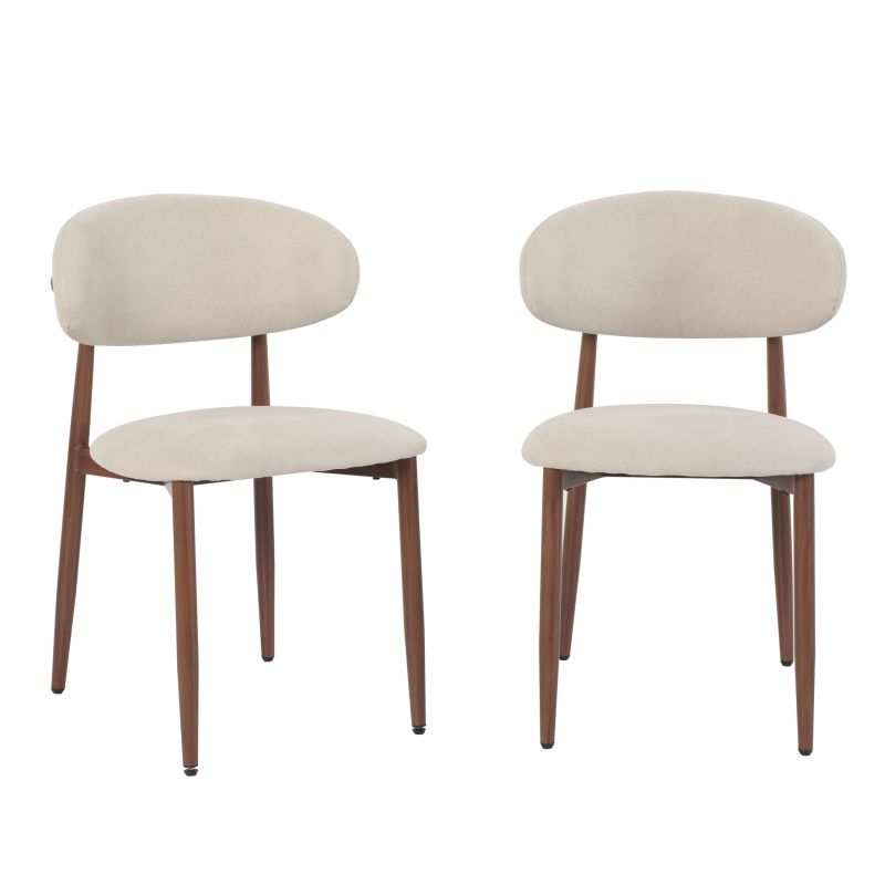 Lot de 2 chaises CAYO tissu beige pied effet noyer