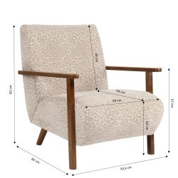 Fauteuil PROTEUS tissu léopard beige 1 place