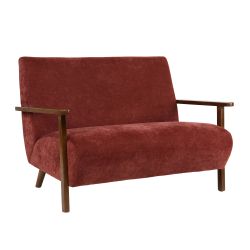 Canapé droit PROTEUS fixe tissu rouge 2 places