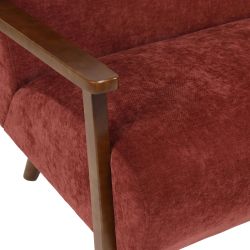 Canapé droit PROTEUS fixe tissu rouge 2 places