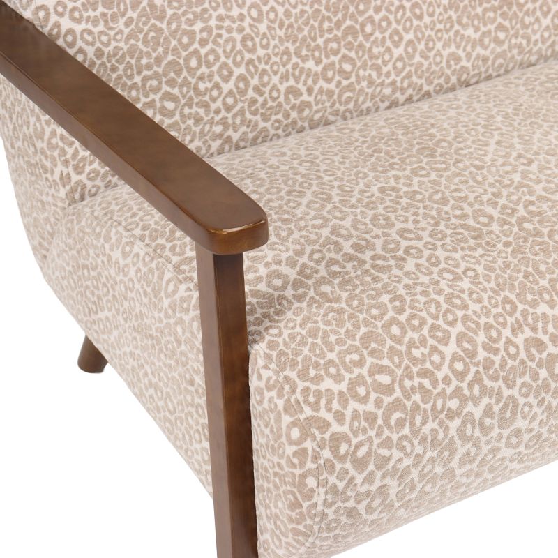 Canapé droit PROTEUS fixe tissu léopard beige 2 places
