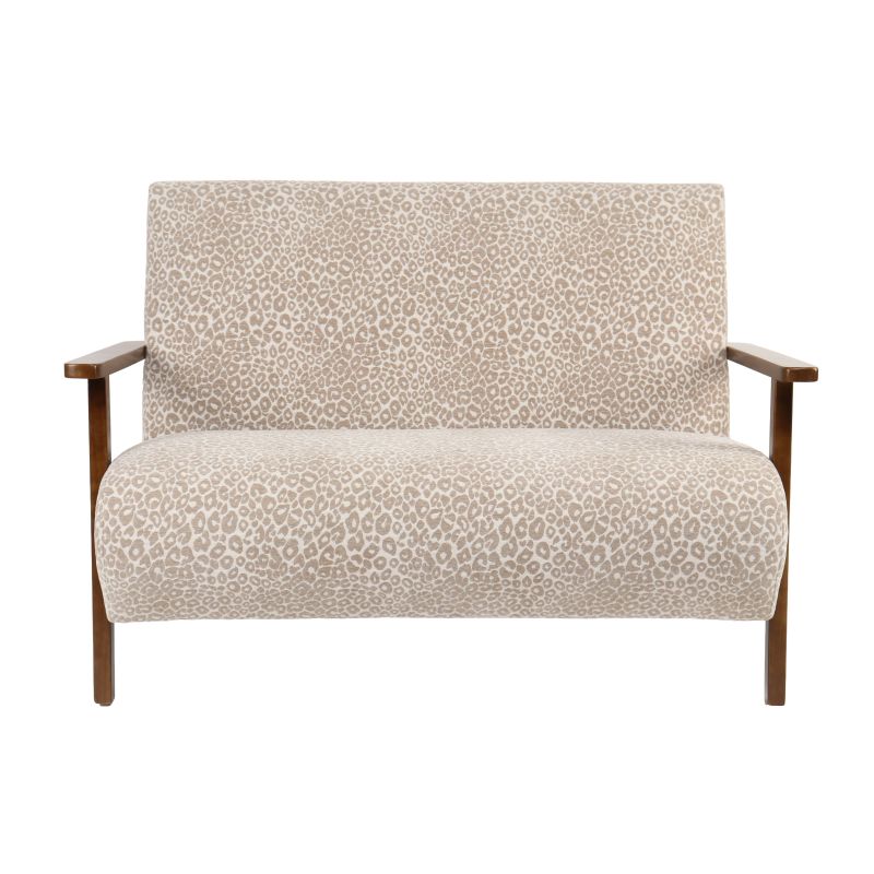 Canapé droit PROTEUS fixe tissu léopard beige 2 places