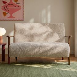 Canapé droit PROTEUS fixe tissu léopard beige 2 places