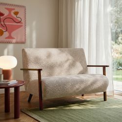 Canapé droit PROTEUS fixe tissu léopard beige 2 places