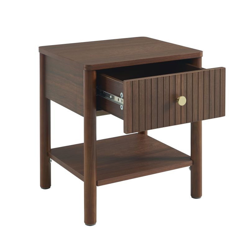 Table de chevet CLEO placage chêne effet noyer 40cm