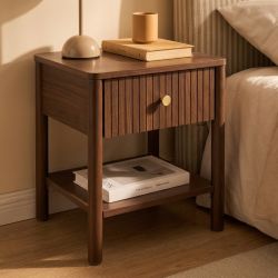 Table de chevet CLEO placage chêne effet noyer 40cm
