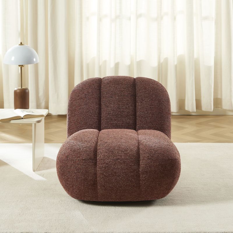 Fauteuil rotatif GEMI 1 place tissu chenille bordeaux