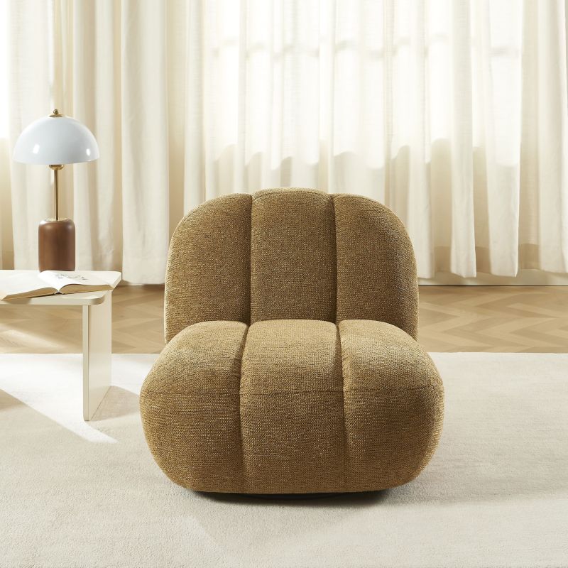 Fauteuil rotatif GEMI 1 place tissu chenille jaune